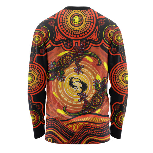 Indigenous Australian Aboriginal Long Sleeve T-shirt Gecko Dreaming Spirit Circle Edition