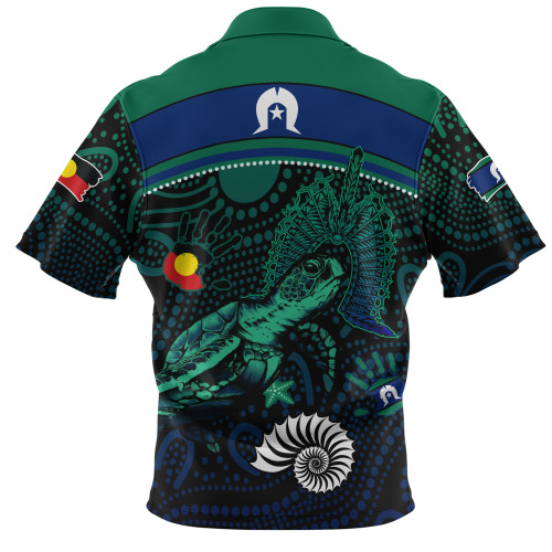 Indigenous Australian Aboriginal Zip Polo Shirt Turtle Of The Dreaming NAIDOC Edition