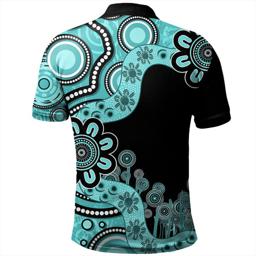 Australia Polo Shirt Custom Aboriginal Dot Painting Turquoise