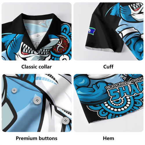 Cronulla-Sutherland Sharks Hawaiian Shirt Power Through Generations NAIDOC Edition Cronulla-Sutherland Sharks Hawaiian Shirt Power Through Generations NAIDOC Edition