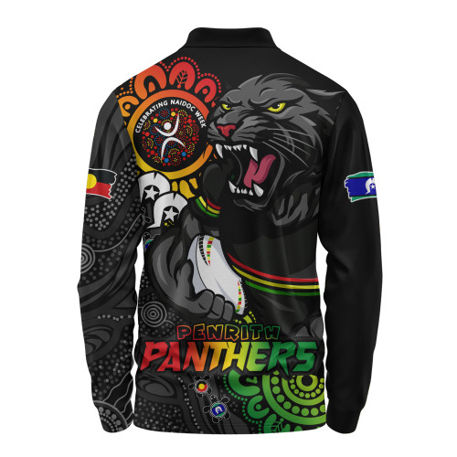 Penrith Panthers Long Sleeve Polo Shirt Power Through Generations NAIDOC Edition Penrith Panthers Long Sleeve Polo Shirt Power Through Generations NAIDOC Edition