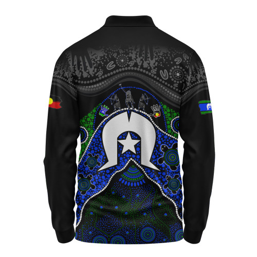 Indigenous Australian Aboriginal Long Sleeve Polo Shirt Torres Warrior Legacy NAIDOC Journey