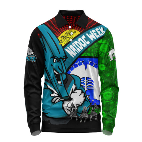 Port Adelaide Long Sleeve Polo Shirt NAIDOC Week Pride Edition