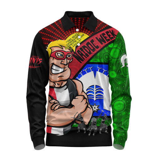 St Kilda Long Sleeve Polo Shirt NAIDOC Week Pride Edition