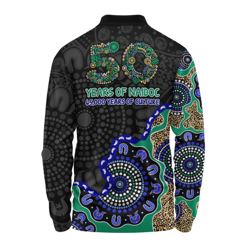 Indigenous Australian Aboriginal Long Sleeve Polo Shirt NAIDOC Fifty Years Cultural Celebration Edition
