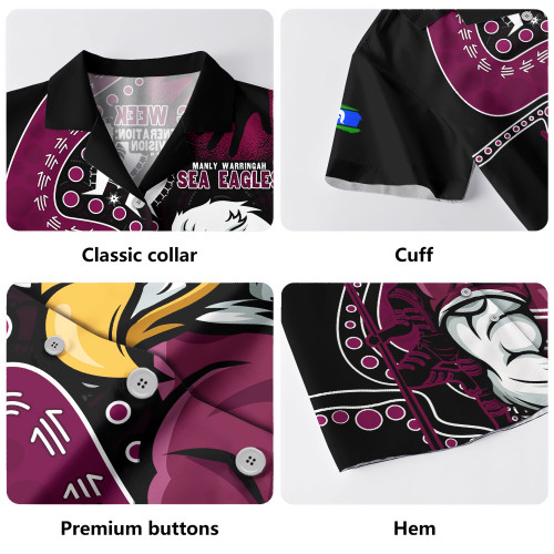 Manly Warringah Sea Eagles Hawaiian Shirt NAIDOC Indigenous Warrior Spirit