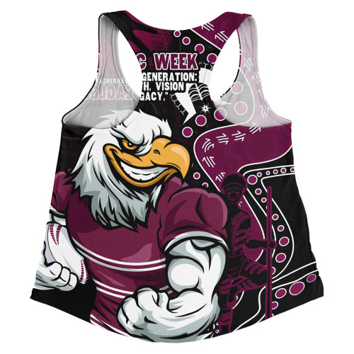 Manly Warringah Sea Eagles Women Racerback Singlet NAIDOC Indigenous Warrior Spirit