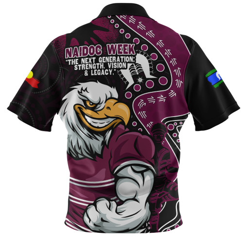 Manly Warringah Sea Eagles Zip Polo Shirt NAIDOC Indigenous Warrior Spirit