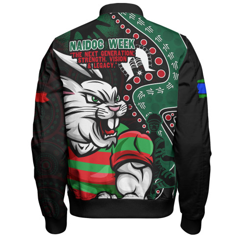 South Sydney Rabbitohs Bomber Jacket NAIDOC Indigenous Warrior Spirit South Sydney Rabbitohs Bomber Jacket NAIDOC Indigenous Warrior Spirit