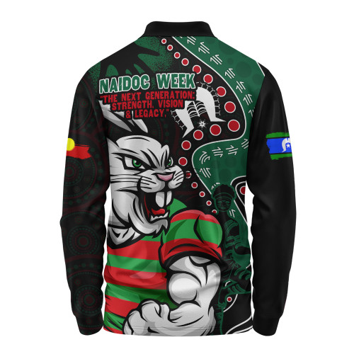 South Sydney Rabbitohs Long Sleeve Polo Shirt NAIDOC Indigenous Warrior Spirit