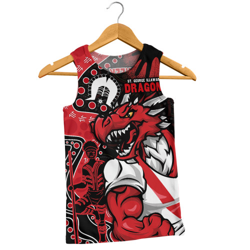 St. George Illawarra Dragons Men Singlet NAIDOC Indigenous Warrior Spirit