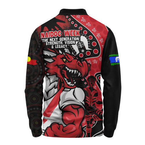 St. George Illawarra Dragons Long Sleeve Polo Shirt NAIDOC Indigenous Warrior Spirit