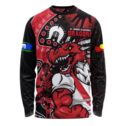 St. George Illawarra Dragons Long Sleeve T-shirt NAIDOC Indigenous Warrior Spirit