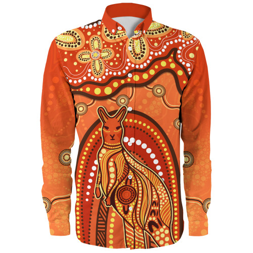 Indigenous Australian Aboriginal Long Sleeve Shirt Kangaroo Dreaming Outback Spirit Edition