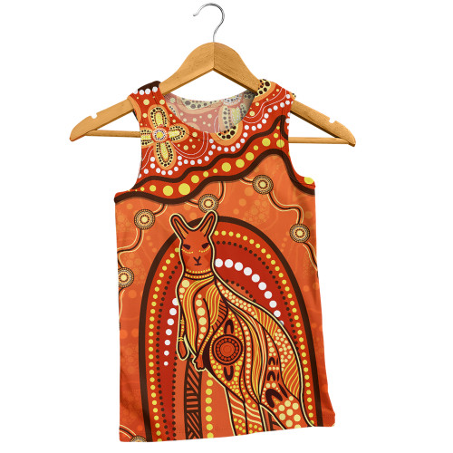 Indigenous Australian Aboriginal Men Singlet Kangaroo Dreaming Outback Spirit Edition