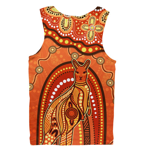 Indigenous Australian Aboriginal Men Singlet Kangaroo Dreaming Outback Spirit Edition