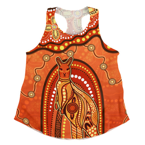 Indigenous Australian Aboriginal Women Racerback Singlet Kangaroo Dreaming Outback Spirit Edition