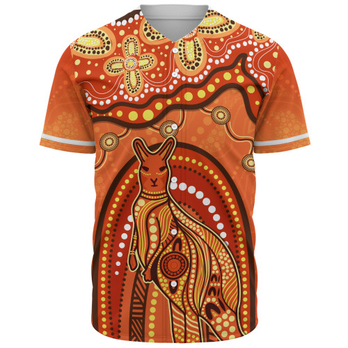 Indigenous Australian Aboriginal Baseball Shirt Kangaroo Dreaming Outback Spirit Edition