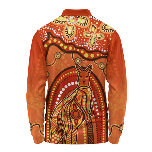 Indigenous Australian Aboriginal Long Sleeve Polo Shirt Kangaroo Dreaming Outback Spirit Edition Indigenous Australian Aboriginal Long Sleeve Polo Shirt Kangaroo Dreaming Outback Spirit Edition