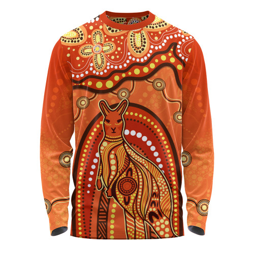 Indigenous Australian Aboriginal Long Sleeve T-shirt Kangaroo Dreaming Outback Spirit Edition
