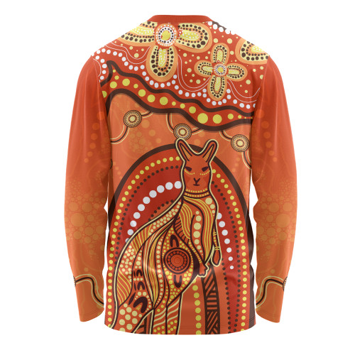 Indigenous Australian Aboriginal Long Sleeve T-shirt Kangaroo Dreaming Outback Spirit Edition