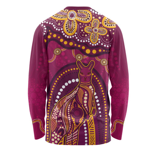 Indigenous Australian Aboriginal Long Sleeve T-shirt Kangaroo Dreaming Outback Spirit Edition