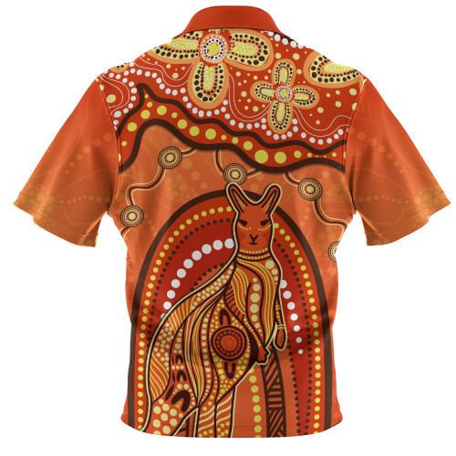 Indigenous Australian Aboriginal Zip Polo Shirt Kangaroo Dreaming Outback Spirit Edition Indigenous Australian Aboriginal Zip Polo Shirt Kangaroo Dreaming Outback Spirit Edition