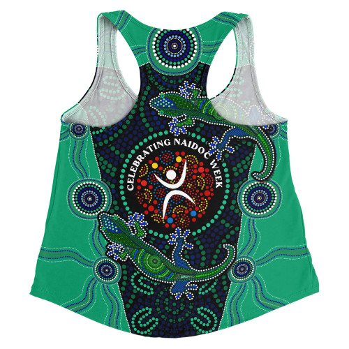 Indigenous Australian Aboriginal Women Racerback Singlet NAIDOC Lizard Songlines Edition