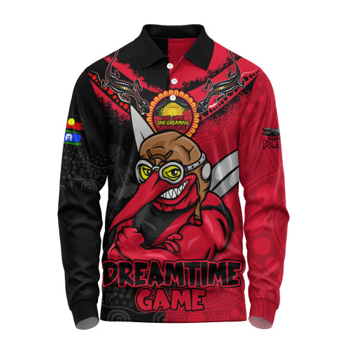 Essendon Long Sleeve Polo Shirt Dreamtime Warriors Of Culture