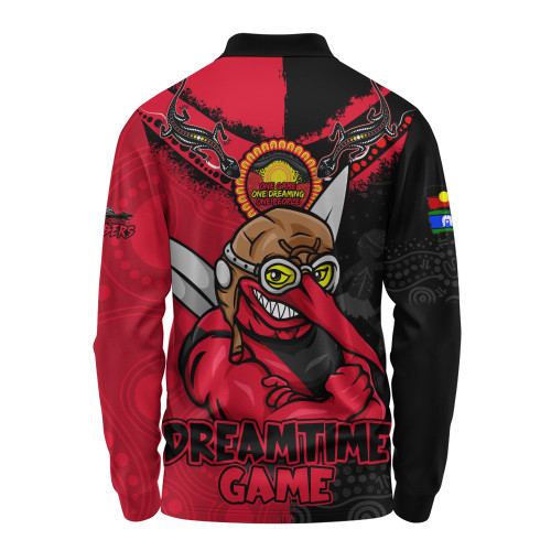 Essendon Long Sleeve Polo Shirt Dreamtime Warriors Of Culture