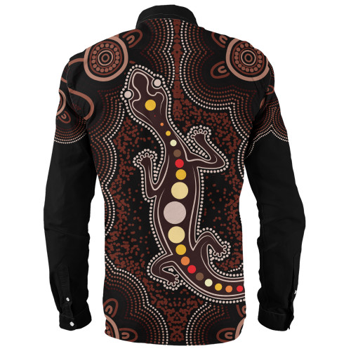 Indigenous Australian Aboriginal Long Sleeve Shirt Aboriginal Gecko Dreaming Path