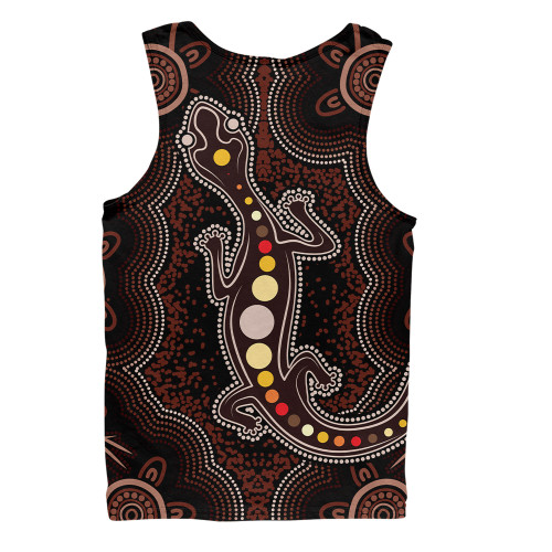 Indigenous Australian Aboriginal Men Singlet Aboriginal Gecko Dreaming Path