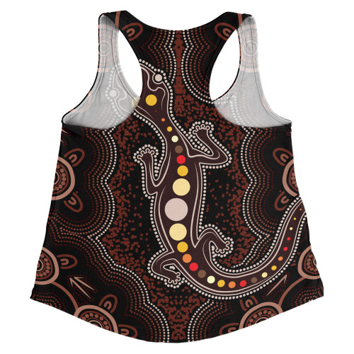 Indigenous Australian Aboriginal Women Racerback Singlet Aboriginal Gecko Dreaming Path