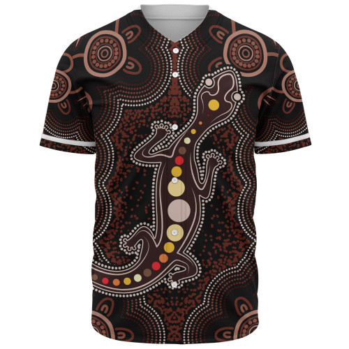 Indigenous Australian Aboriginal Baseball Shirt Aboriginal Gecko Dreaming Path