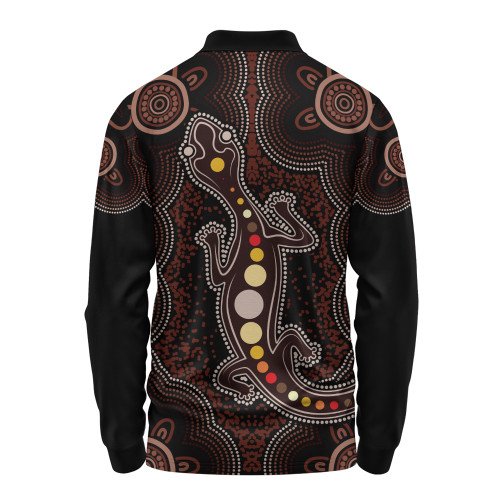 Indigenous Australian Aboriginal Long Sleeve Polo Shirt Aboriginal Gecko Dreaming Path Indigenous Australian Aboriginal Long Sleeve Polo Shirt Aboriginal Gecko Dreaming Path