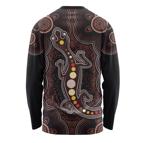Indigenous Australian Aboriginal Long Sleeve T-shirt Aboriginal Gecko Dreaming Path