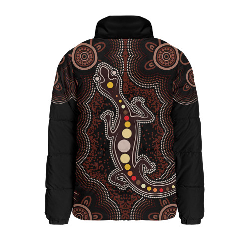 Indigenous Australian Aboriginal Padded Jacket Aboriginal Gecko Dreaming Path