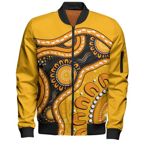 Indigenous Australian Aboriginal Bomber Jacket Sun Pathway Walkabout