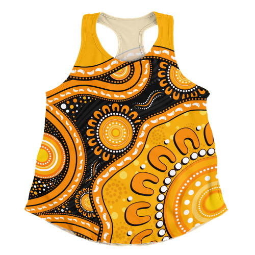 Indigenous Australian Aboriginal Women Racerback Singlet Sun Pathway Walkabout