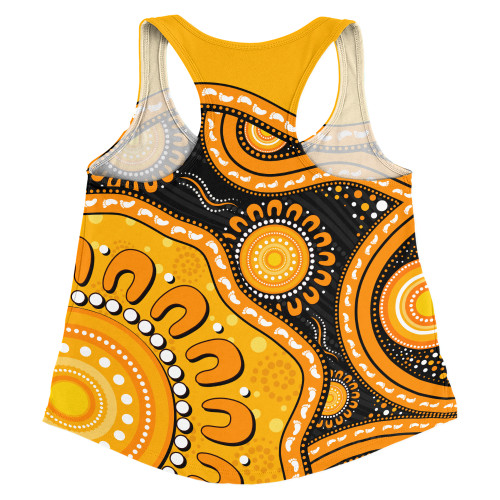 Indigenous Australian Aboriginal Women Racerback Singlet Sun Pathway Walkabout