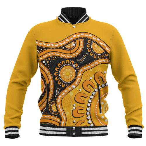Indigenous Australian Aboriginal Baseball Jacket Sun Pathway Walkabout
