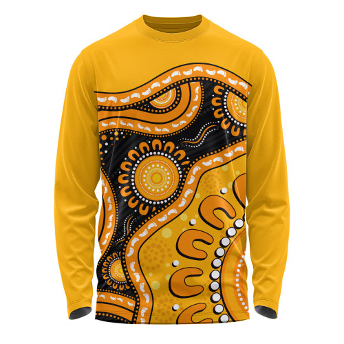 Indigenous Australian Aboriginal Long Sleeve T-shirt Sun Pathway Walkabout