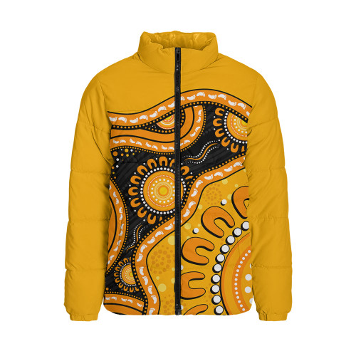 Indigenous Australian Aboriginal Padded Jacket Sun Pathway Walkabout