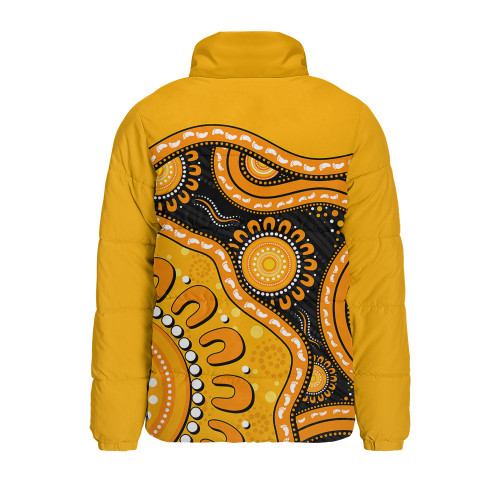 Indigenous Australian Aboriginal Padded Jacket Sun Pathway Walkabout