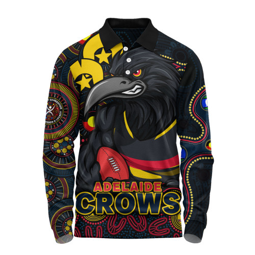 Adelaide Crows Long Sleeve Polo Shirt NAIDOC Spirit Of Country