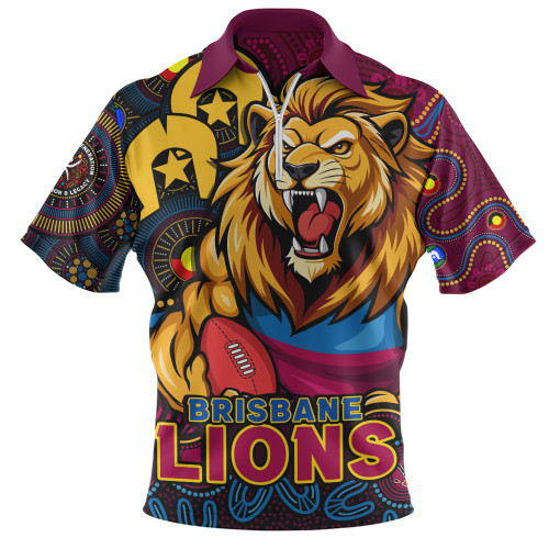 Brisbane Lions Zip Polo Shirt NAIDOC Spirit Of Country
