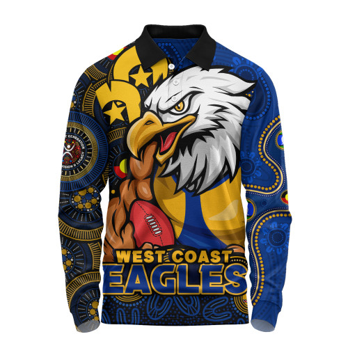 West Coast Eagles Long Sleeve Polo Shirt NAIDOC Spirit Of Country