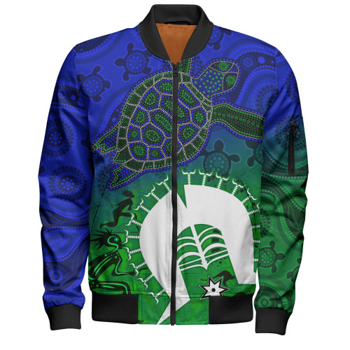 Indigenous Australian Aboriginal Bomber Jacket Island Heart Turtle Path