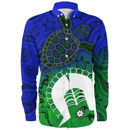 Indigenous Australian Aboriginal Long Sleeve Shirt Island Heart Turtle Path