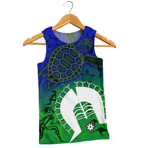 Indigenous Australian Aboriginal Men Singlet Island Heart Turtle Path